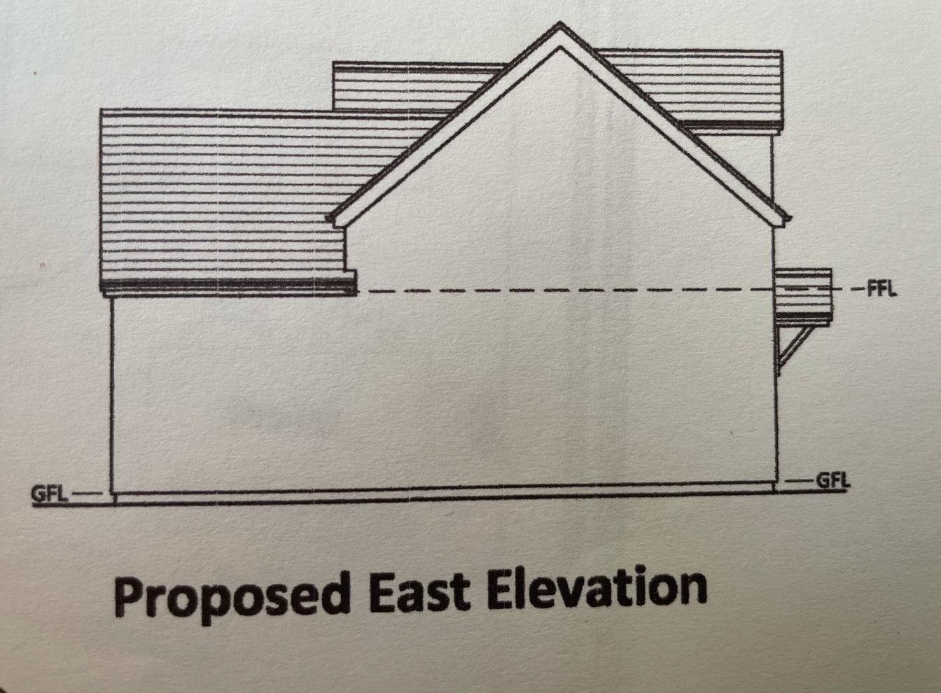 Huxleys Lane, Wrexham Road, Hope - PROPOSED EAST ELEVATION